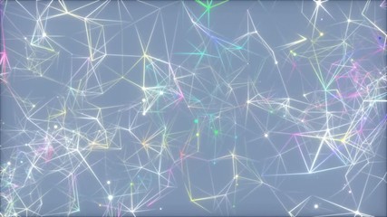 Poster - Multi-colored network on a blue background.Beautiful 3d animation of the Global Digital Network Growing with Numbers Flying. Business Concept. Looped. HD 1080.