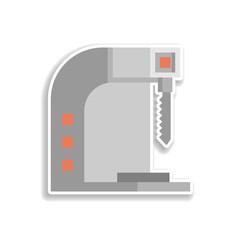 Poster - colored saw production sticker icon. Elements of Production in color icons. Simple icon for websites, web design, mobile app, info graphics