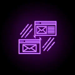 Poster - cross browser icon. Elements of Web development in neon style icons. Simple icon for websites, web design, mobile app, info graphics