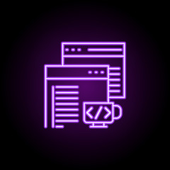 back end development icon. Elements of Web development in neon style icons. Simple icon for websites, web design, mobile app, info graphics