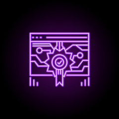 Poster - website quality icon. Elements of Web development in neon style icons. Simple icon for websites, web design, mobile app, info graphics