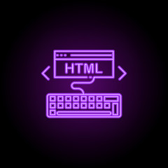 html coding icon. Elements of Web development in neon style icons. Simple icon for websites, web design, mobile app, info graphics