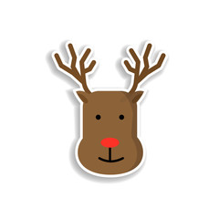 Poster - deer sticker icon. Elements of Chrismas in color icons. Simple icon for websites, web design, mobile app, info graphics