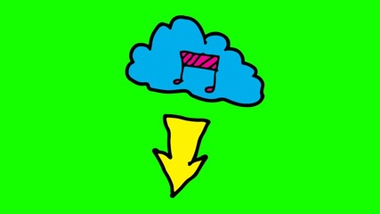 Poster - Kids drawing green Background with theme of download icon