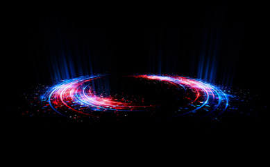 Wall Mural - abstract background. motion swirl. glowing circle. bright spiral. glow podium. empty scene. space tu