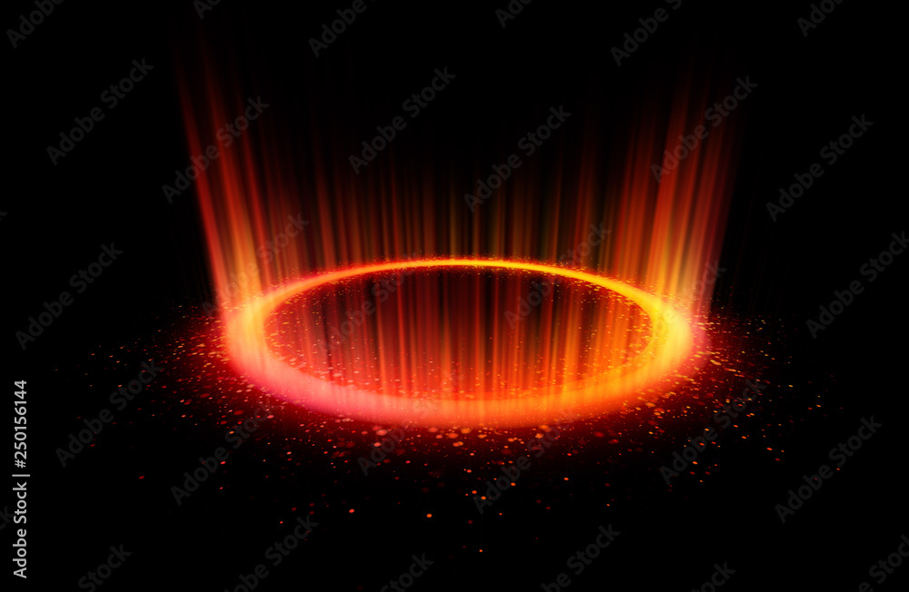 Abstract background. Motion swirl. Glowing circle. Bright spiral. Glow podium. Empty Scene. Space tunnel. Light ellipse. Glint galaxy. Oval stage. Led studio. Lens flare. Glare ring. Show disc. - obrazy, fototapety, plakaty 
