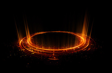 Wall Mural - Abstract background. Motion swirl. Glowing circle. Bright spiral. Glow podium. Empty Scene. Space tunnel. Light ellipse. Glint galaxy. Oval stage. Led studio. Lens flare. Glare ring. Show disc.