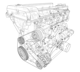 Aufkleber - engine sketch. vector rendering of 3d