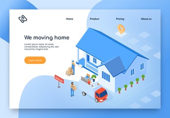 Home Moving Company Isometric Vector Website