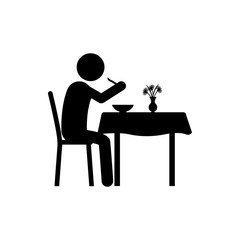 Poster - man stand, eat in restaurant icon. Element of dinner in a restaurant illustration. Premium quality graphic design icon. Signs and symbols collection icon for websites