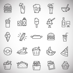 Poster - Fastfood outline icons set on white background for graphic and web design, Modern simple vector sign. Internet concept. Trendy symbol for website design web button or mobile app