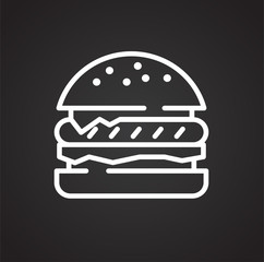 Poster - Burger icon on black background for graphic and web design, Modern simple vector sign. Internet concept. Trendy symbol for website design web button or mobile app