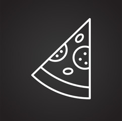 Poster - Pizza outline icon on black background for graphic and web design, Modern simple vector sign. Internet concept. Trendy symbol for website design web button or mobile app