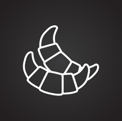 Poster - Croissant outline icon on black background for graphic and web design, Modern simple vector sign. Internet concept. Trendy symbol for website design web button or mobile app