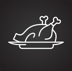 Poster - Fried chicken outline icon on black background for graphic and web design, Modern simple vector sign. Internet concept. Trendy symbol for website design web button or mobile app