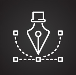 Fototapete - Pen tool line icon on black background for graphic and web design, Modern simple vector sign. Internet concept. Trendy symbol for website design web button or mobile app