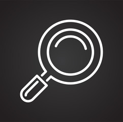 Fototapete - Loupe line icon on black background for graphic and web design, Modern simple vector sign. Internet concept. Trendy symbol for website design web button or mobile app