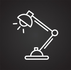 Fototapete - Table lamp line icon on black background for graphic and web design, Modern simple vector sign. Internet concept. Trendy symbol for website design web button or mobile app
