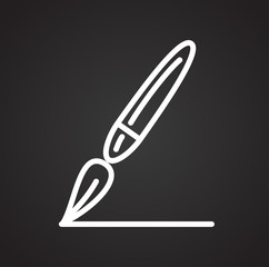 Fototapete - Brush line icon on black background for graphic and web design, Modern simple vector sign. Internet concept. Trendy symbol for website design web button or mobile app