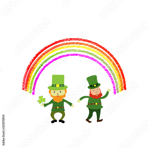 Two Cute St Patrick S Day Leprechaun Cartoon Character Under A Rainbow Buy This Stock Vector And Explore Similar Vectors At Adobe Stock Adobe Stock