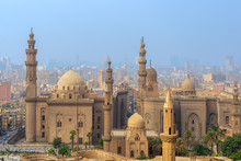 Aerial View Of Cairo City From Salah Al Deen Citadel (Cairo Citadel) With Al Sultan Hassan And Al Rifai Mosques, Cairo, Egypt