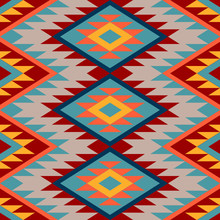 Kilim. Ethnic Geometric Ornament. Pattern Of Bright Rhombuses. Seamless Vector Pattern.