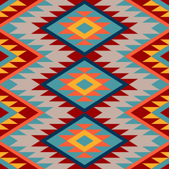 Kilim. Ethnic geometric ornament. Pattern of bright rhombuses. Seamless vector pattern.