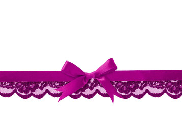 Wall Mural - Violet lace and satin bow in line arrangement