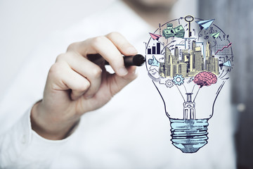 Aufkleber - Hand drawing business idea concept.