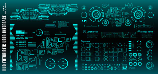 Poster - sci-fi futuristic hud dashboard display virtual reality technology screen, target