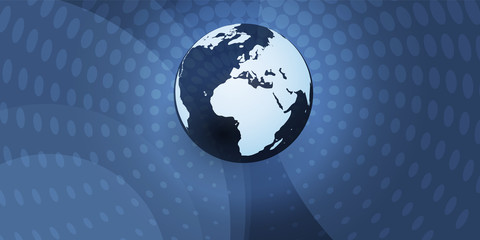 Poster - Earth Globe Design with Glowing Spotted Swirly Abstract Background - Global Business, Technology, Globalisation Concept, Vector Template 