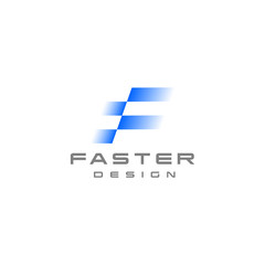 Abstract letter F logo  fast speed moving vector illustration