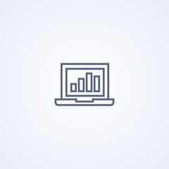 Poster - Laptop graph, vector best gray line icon