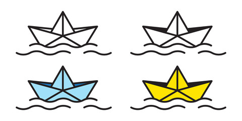 boat vector icon origami logo paper sailboat yacht Nautical maritime float ocean illustration doodle