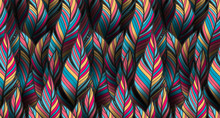 Bright, Colorful Seamless Feather Pattern For Textile And Wrapping