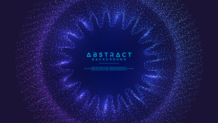 Poster - dynamic abstract liquid flow particles background. shining abstract particle flow background. futuri