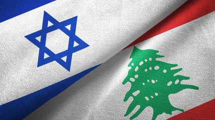 Wall Mural - Israel and Lebanon two flags textile cloth, fabric texture