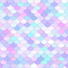 Multicolor Backdrop With Rainbow Scales. Kawaii Mermaid Princess Pattern. Sea Fantasy Invitation For Girlie Party.