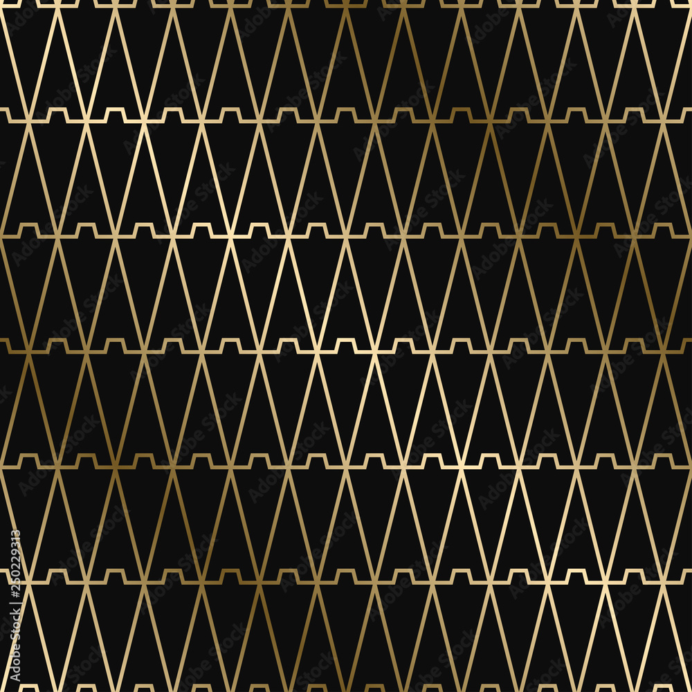 Vector geometric art deco pattern - seamless luxury gold gradient ...