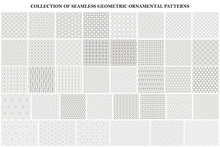 Big Bundle Of Geometric Seamless Patterns - Ornamental Symmetric Design. Collection Of Vector Decorative Backgrounds