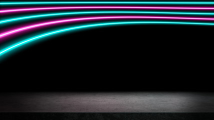 Wall Mural - pink and turquoise neon lights in the background with lots of copy space for text or product display