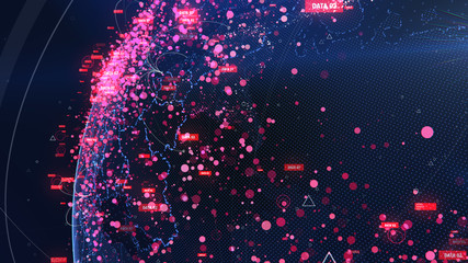 Poster - global network technology. data exchange and global network over the world 3d rendering. global netw