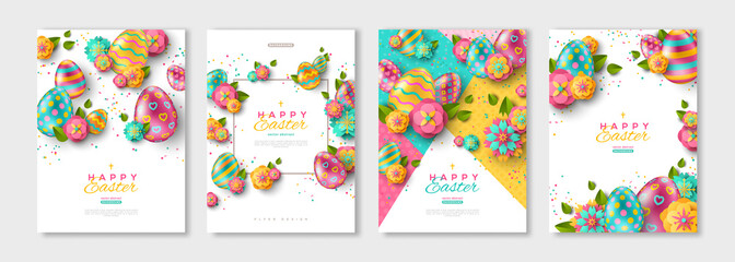Wall Mural - Easter posters or flyers set