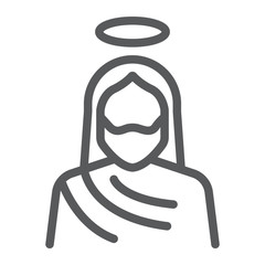 Jesus line icon, christianity and god, christ sign, vector graphics, a linear pattern on a white background.