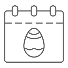 Poster - Easter calendar thin line icon, date and easter, easter day sign, vector graphics, a linear pattern on a white background.