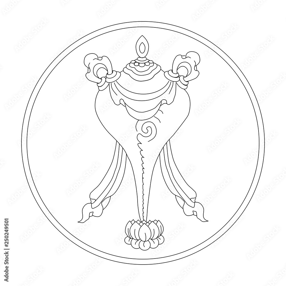 Infinite knot. eight auspicious symbols of buddhism. Valuable. Black ...