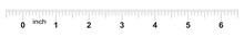 Ruler 6 Inches. Metric Inch Size Indicator. Decimal System Grid. Measuring Tool.