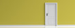© Rawf8 - Closed door white on yellow wall background, banner, copy space. 3d illustration