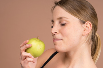 Wall Mural - girl with an apple