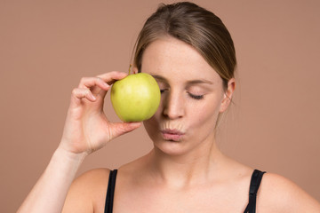 Wall Mural - girl with an apple